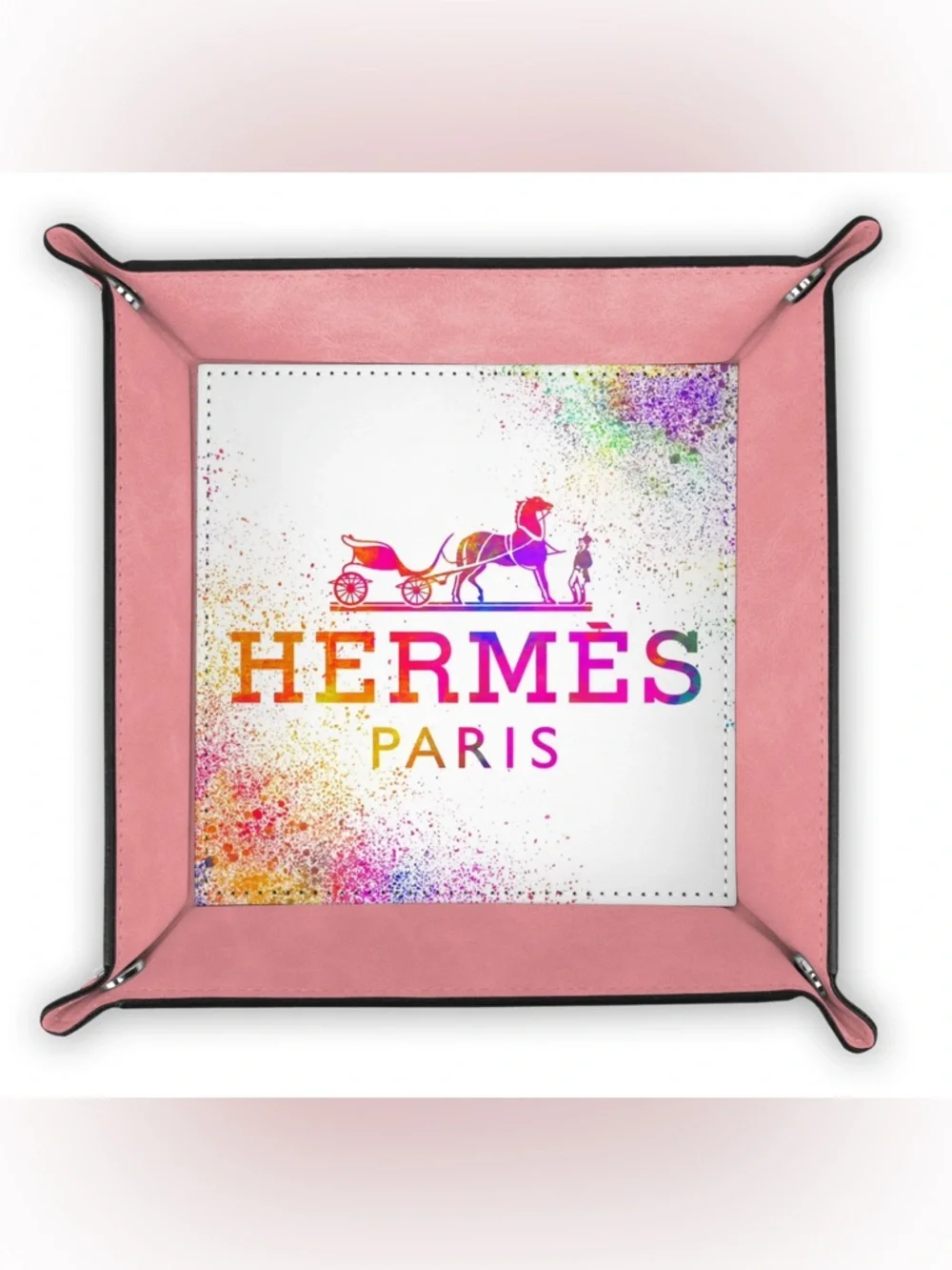 HANDMADE FASHION Foldable PU Leather Accessory Tray With Snap Closure